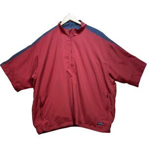 Life Is Good Men Golf Windbreaker Jacket Short Sleeve Sz XXL Maroon Blue 1/4 Zip